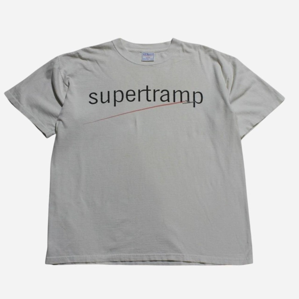 Mens Vintage 00s Skater Streetwear Archive Band Supertramp 2002 White T-shirt